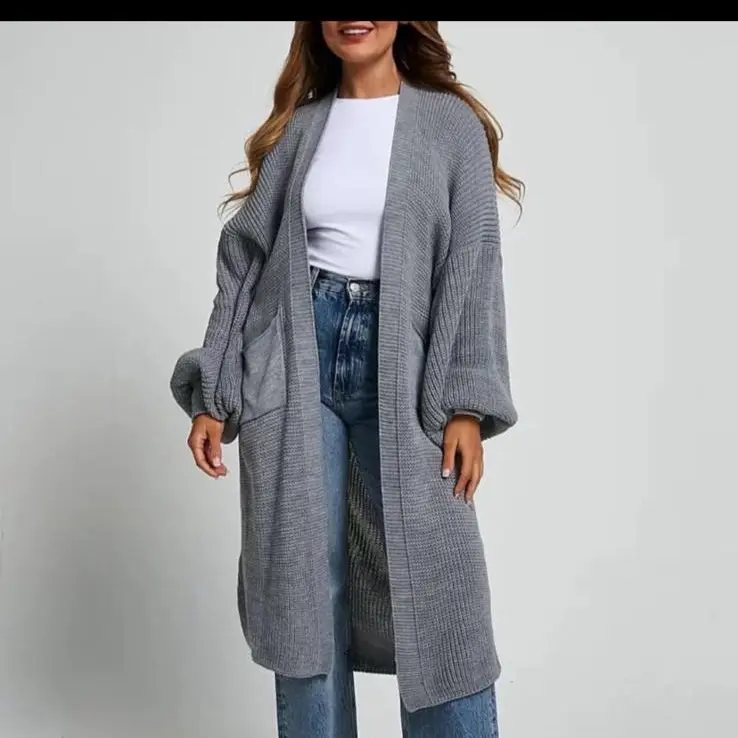 Women's Balloon Sleeve Long Cardigan in Knitwear - Womenswear