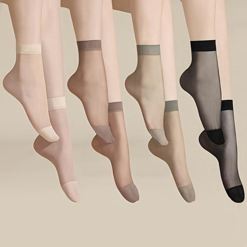 10 Pairs of Thin Stockings for Women, Steel Stockings Summer Thin and Transparent Short Socks, Women's Stockings and Stockings Sweat-absorbent and Breathable 2