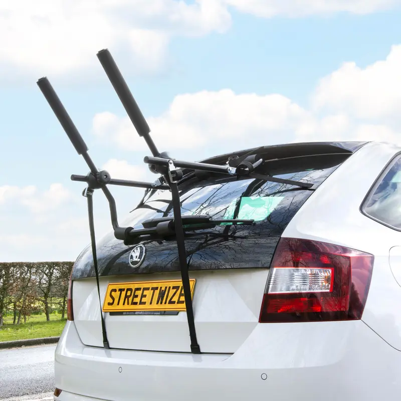 Rear Mounted Twin Cycle Carrier Foldable for Easy Storage Universal Fit Hatchback Estate Saloon 4x4 Rack Holds 2 Bikes 3
