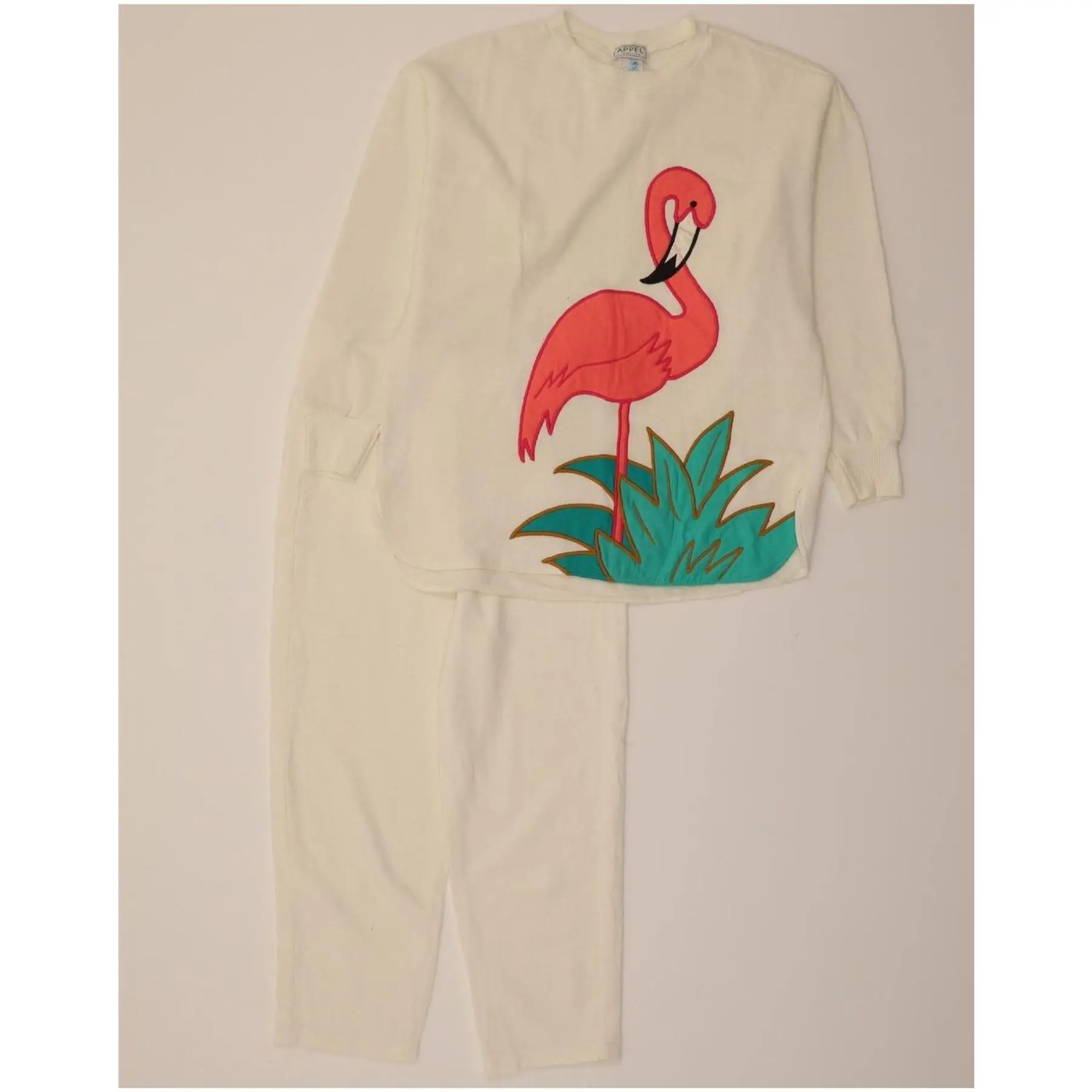 Pre-Owned VINTAGE Womens Oversized Graphic Full Tracksuit UK 16 Large  Off White