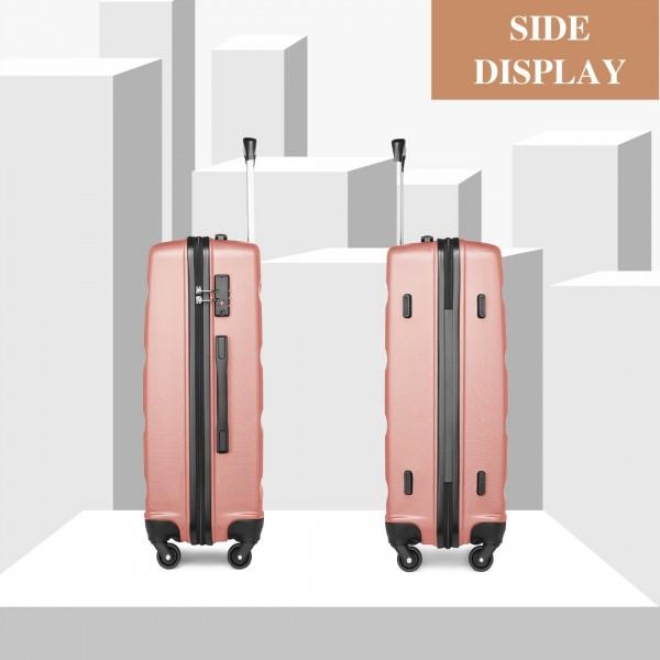 [MissLulu Bags] Horizontal Design ABS Hard Shell 19''/24''/28'' Suitcase with TSA Lock - Nude Pink 2