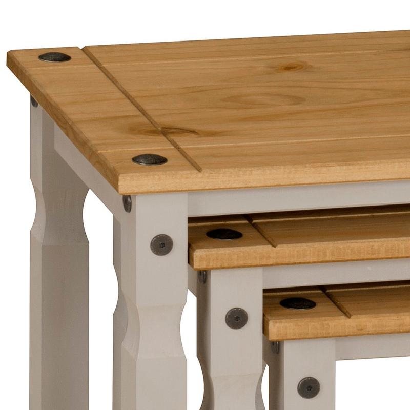 Corona Grey Nest of Tables Mexican Solid Pine coffeetable coffeetables 2