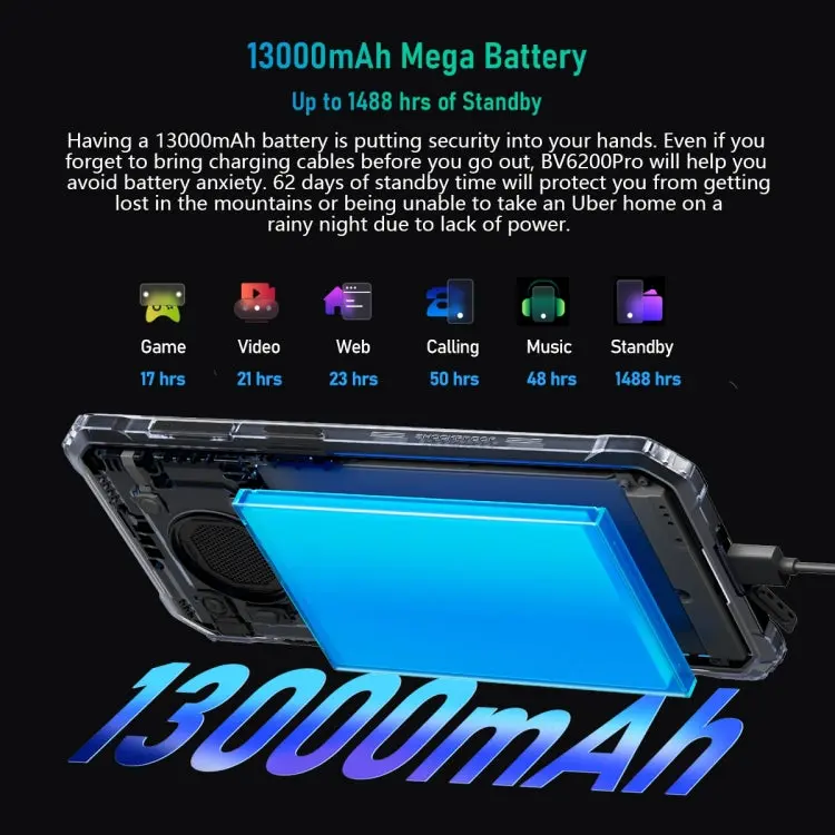 Blackview BV6200 Pro, IP68/IP69K/MIL-STD-810H, 6.56 inch Android 13 MediaTek Helio P35 Octa Core, Network: 4G, OTG, NFC 6