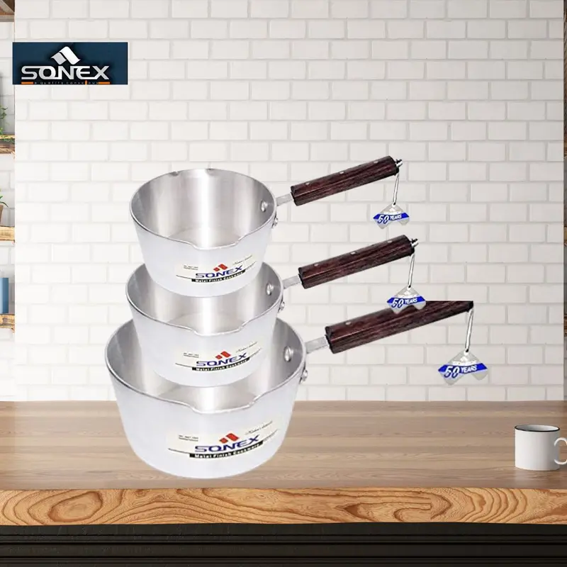 Sonex Aluminium steel Milk Pot |  Chef's Stainless Steel Milk Pan  1 Litre, 1.5  Litre 2.5  Litre 1