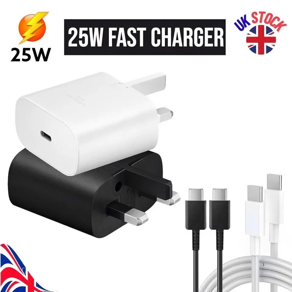 25W Fast Charger Adapter for Samsung Galaxy- Plug & Cable for Galaxy Type C Phones - Smartphone, Cellphone