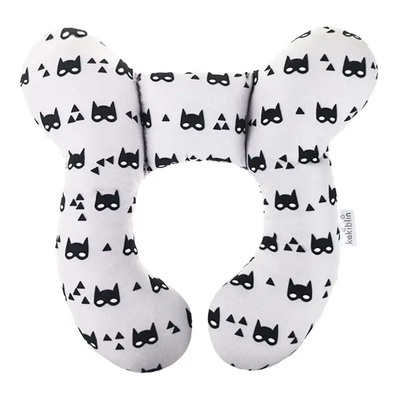 Plush Gray Fox Youngsters Travel Pillow - Soft, Lightweight Polyester Neck & Head Support Cushion with Star Pattern for Car Seats & Pushchairs, Machine Washable 4