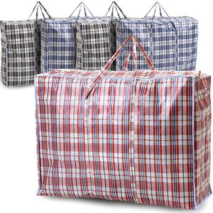 5 Pack Extra Large Jumbo Storage Laundry Bags - Reusable Zipped Organizer - Organiser - 60X80 Plastic Adjustable