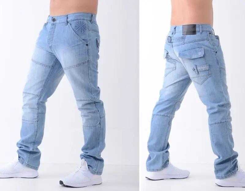 Mens Jeans Crosshatch Regular Fit Grey Blue Black Sizes 28"-48" Straight Leg Denim Menswear Pocket Streetwear Pants Trouser Classic Buckle Day Casual Casual Underwear Beige 5
