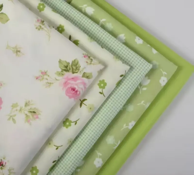 5pcs Green Rose Floral Cotton 40cm x 50cm fat quarter Bundle Sewing Fabric textile 0