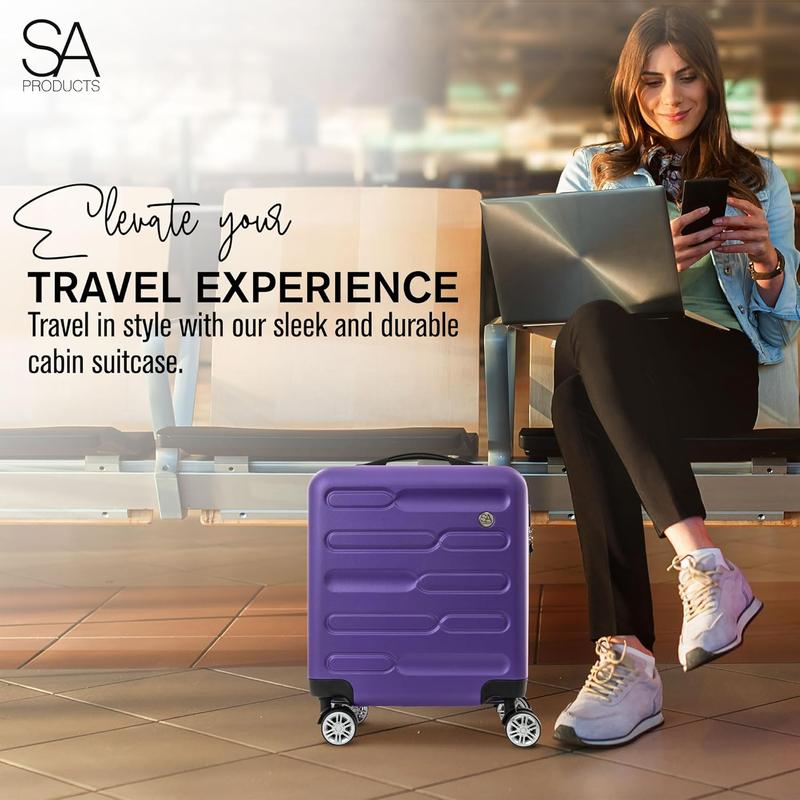 Cabin Suitcase, Carry on Suitcase, Easy Jet 45x36x20 Cabin Bag | Lightweight Suitcase Telescopic Handle, Hard Shell Small Suitcase with Wheels | Travel Cabin Luggage Suitcase (Purple) 5