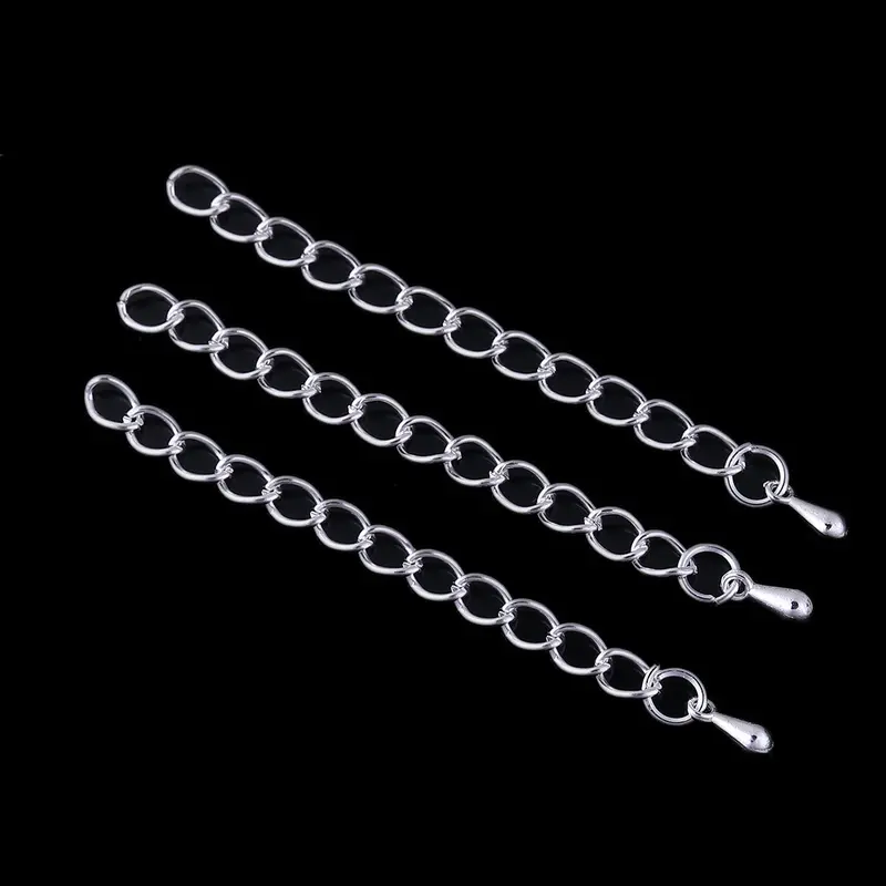 50 Curb Link Extender Chains - Silver Plated - 60mm 3