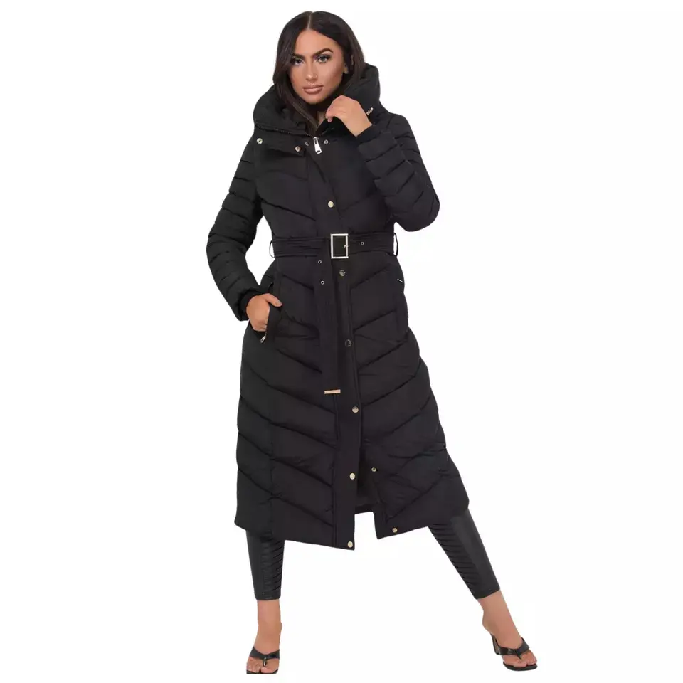 LADIES PUFFER HOODED QUILTED PADDED JACKET WOMENS CASUAL LONG WINTER PUFFA COAT fashion