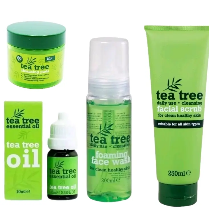 teatree face wash,teatreeoil,face scrub & cleansing pads kit, All in one set elf skin facial cleanser 1004