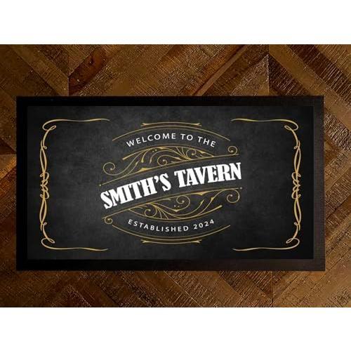 Artylicious Personalised Bar runner mat - Grey Vintage with your name - Bar runner VT104 1