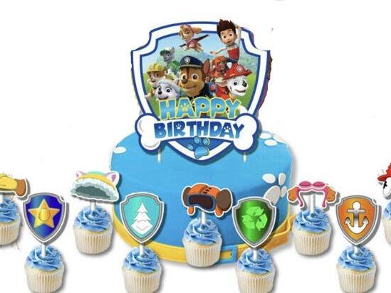 New Design Paw Patrol Balloon Set Happy Birthday Banner Colourful Hanging Birthday Bunting Cartoon Cake Toppers Decoration Chase Sky Marshall Balloons 5