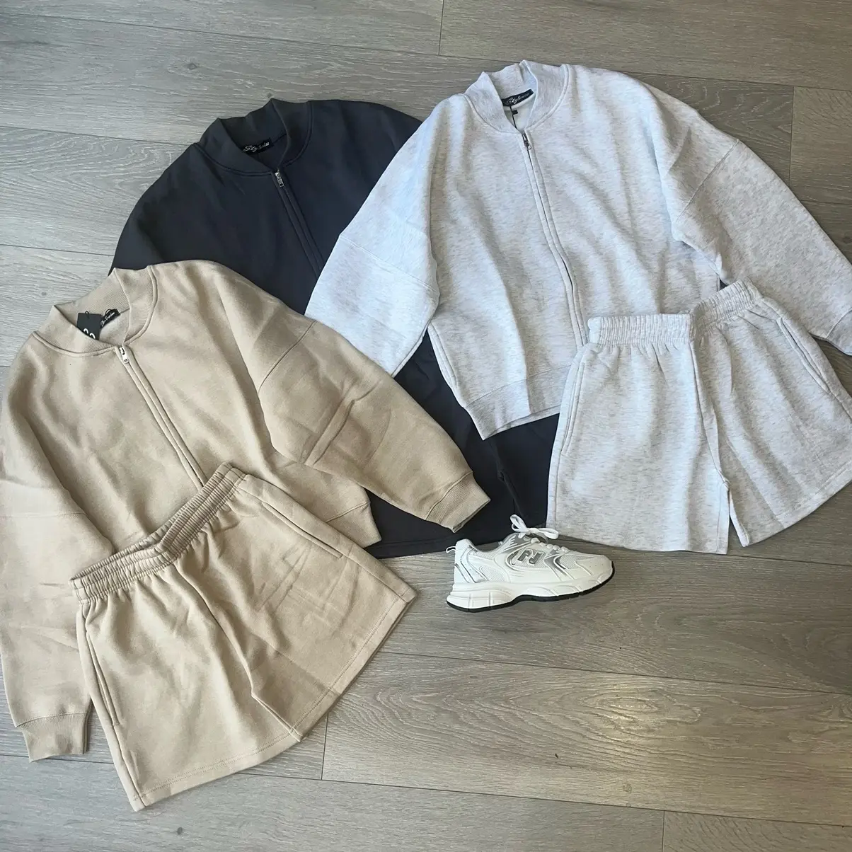 Talia zip bomber jacket and shorts jogger set