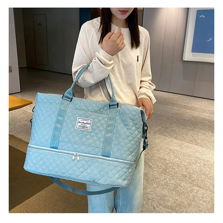 UK Seller New Large Adult Women Quilted Lux Bag Sport Gym Fitness Bag Holdall Bag Weekend Travel Bag Luggage Storage Bag Tote Bag A5 7