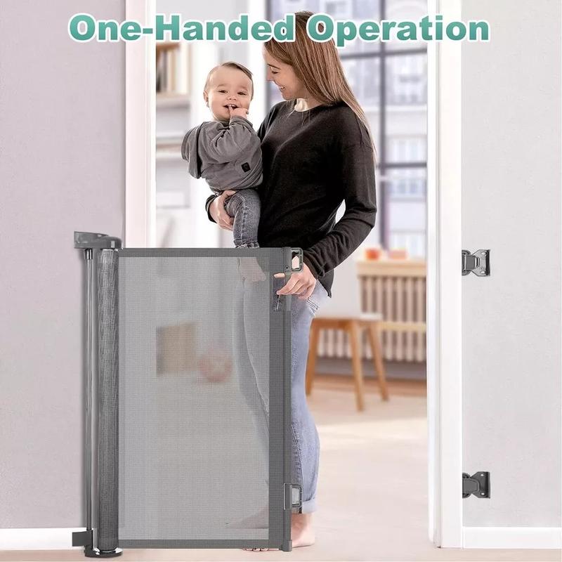 Retractable Pet Dog Gate Safety Guard Folding Baby Toddler Stair Gates Isolation 1