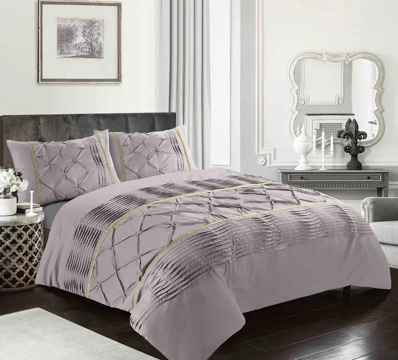 Eleanor Duvet Set Soft Cozy Warm Washable Frill Pintuck and Pleated pattern 4
