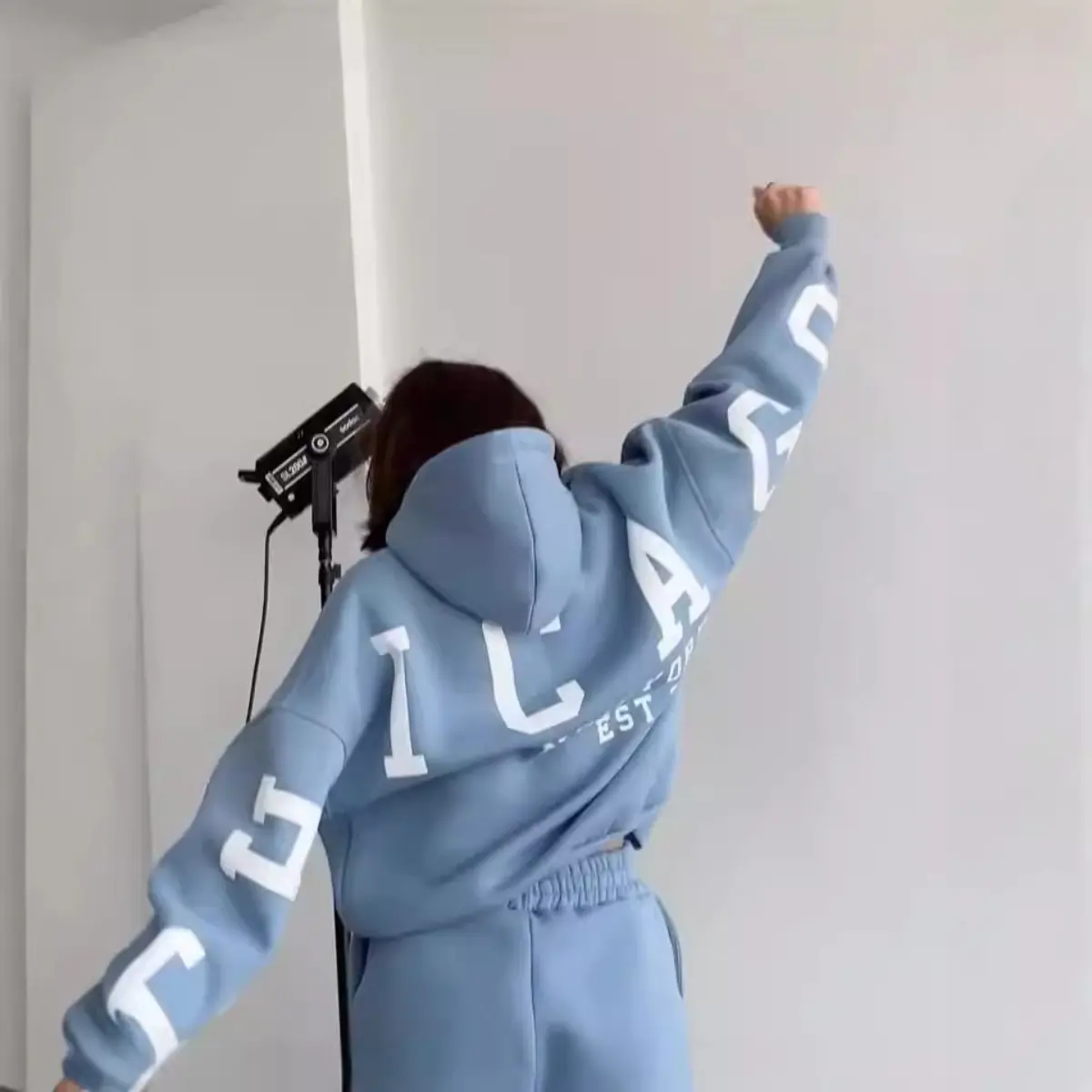 2024 Fashion Women'S Relaxed Relaxed Breathable Back Print Thick Long-Sleeved Hoodie Set