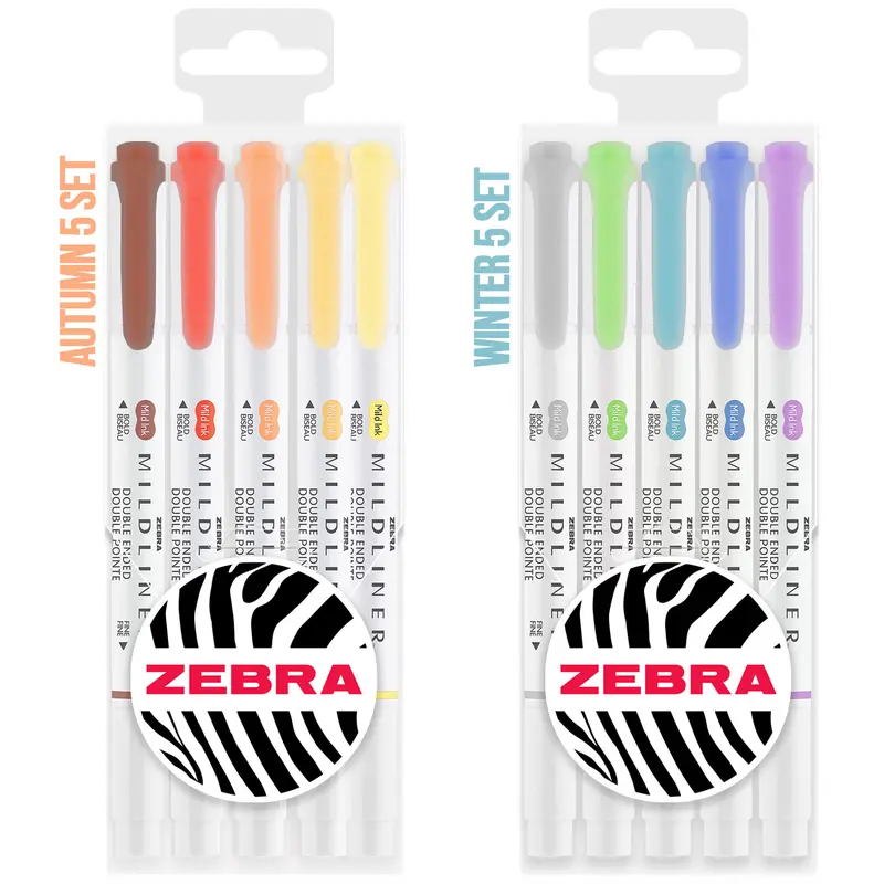 Zebra Pen Mildliner Highlighter Pens | Wallets of 5 | Brush & Fine Tips | Double Ended Markers | Ideal for Revision, Journaling, Calligraphy etc. 6