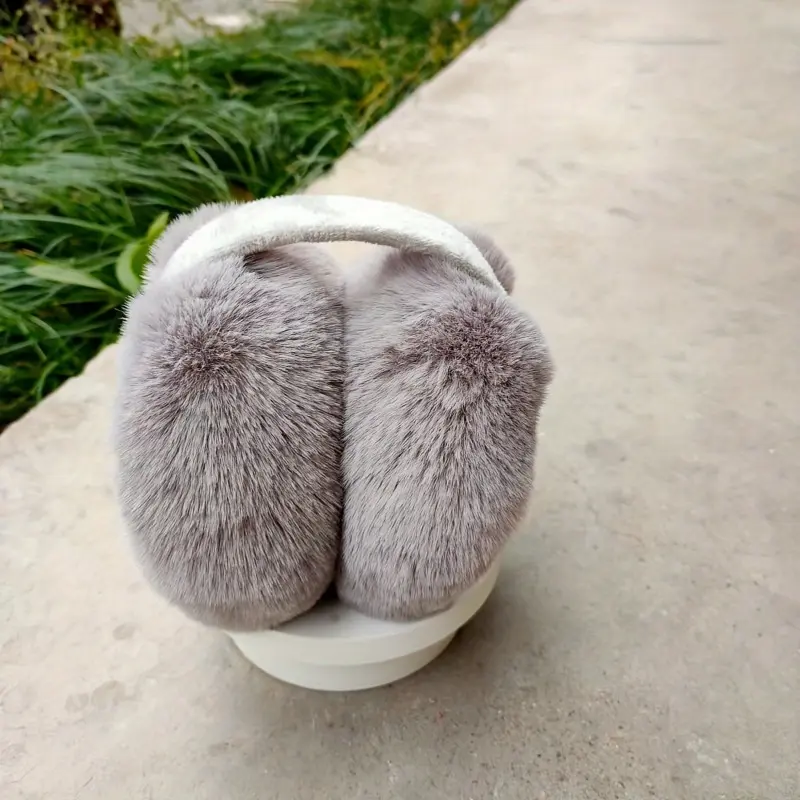 Winter Warm Foldable Earmuffs Solid Color Thick Ear Warmer Coldproof Stretchable Plush Earmuffs For Women & Men 4