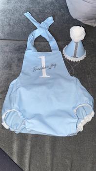 Product Review of Baby Boys Blue Cake Smash Romper Set. 1st Birthday Gift. from C**9 0