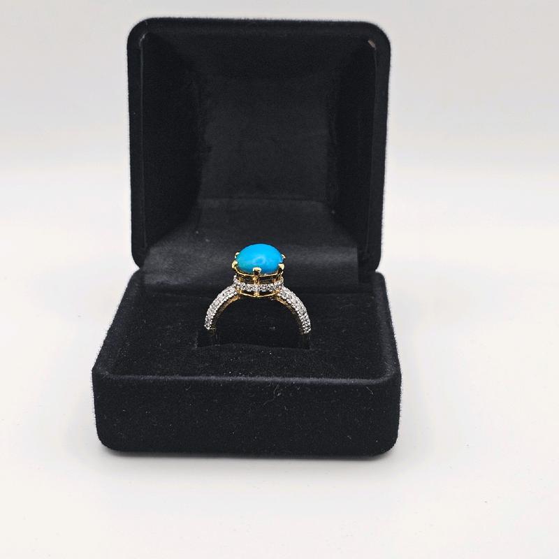 Turquoise Ring for Women - NaurattanSilver with Zircon Studs and Handcrafted Design 6