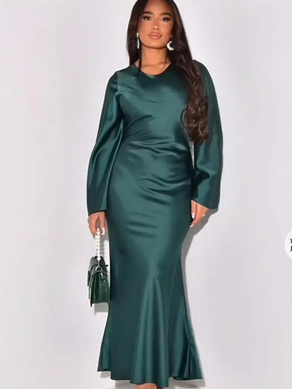 SATIN FLARED MAXI DRESS 0