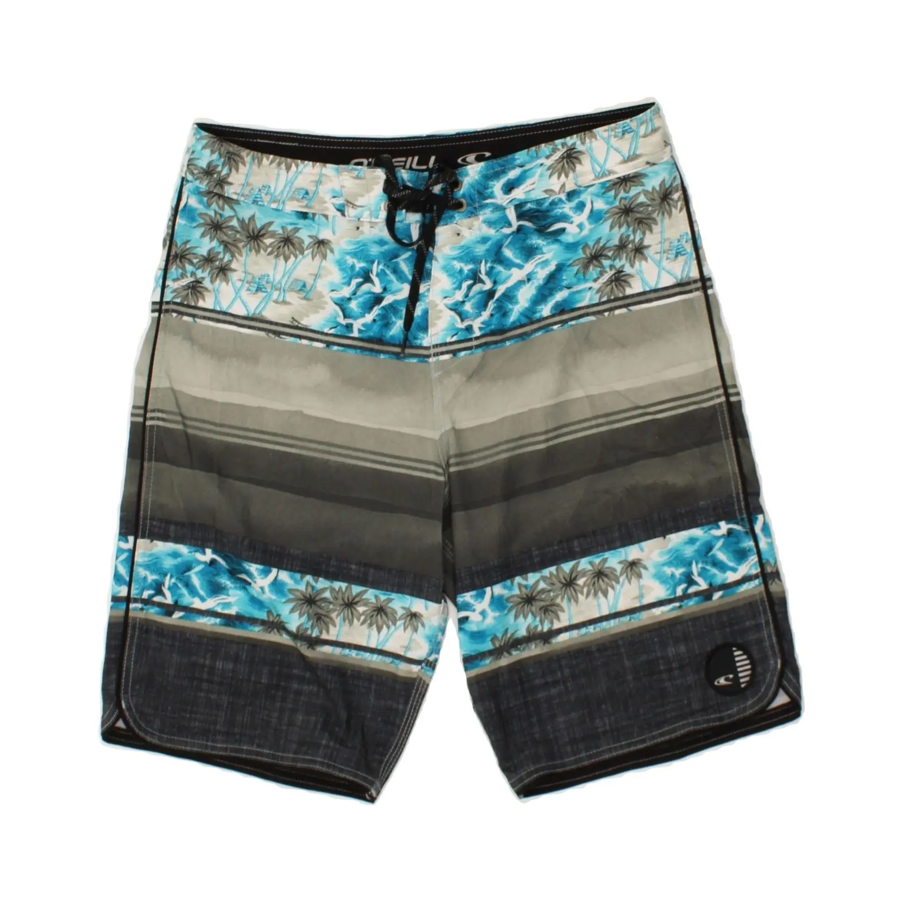 Pre-Owned Vintage O'NEILL Mens Graphic Swimming Shorts Medium Blue Colourblock Nylon