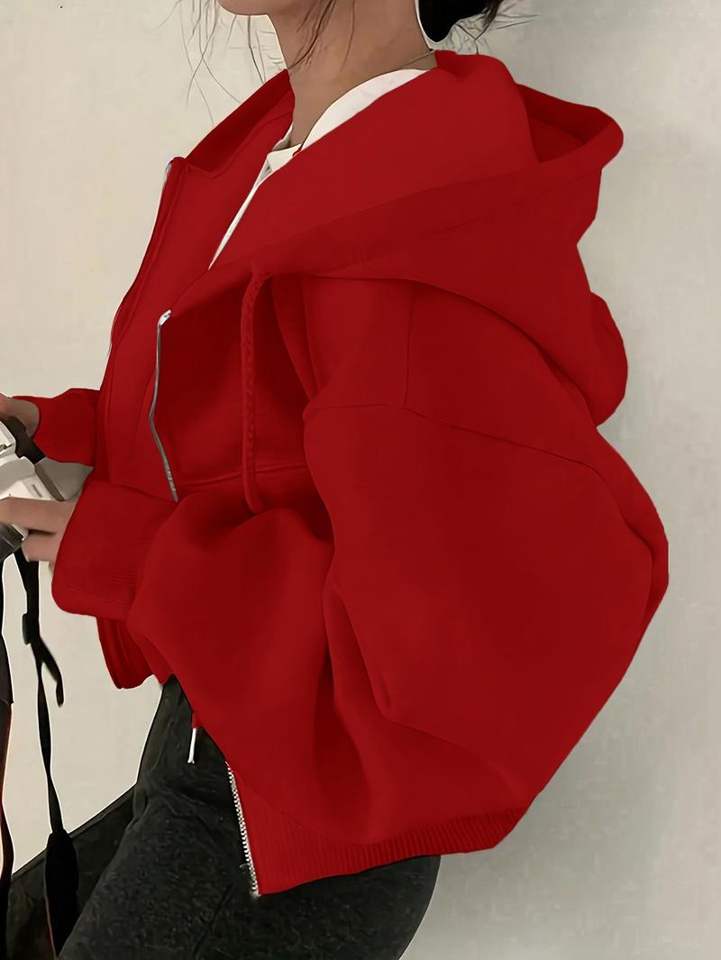 Product Introduction of Cozy Drop Shoulder Hoodie - Fashion Hoodies with Kangaroo Pocket, Casual Zipper Long Sleeve Drawstring Sweatshirt, Soft Women's Clothing for Everyday Wear 0