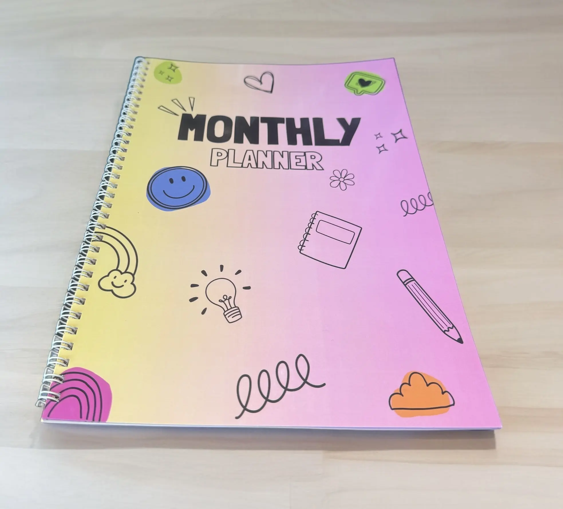 A4 monthly ombre planner