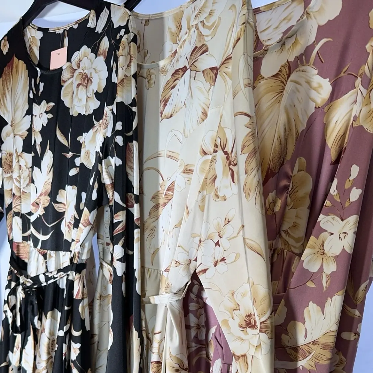 Women's Marigold Satin Floral Maxi Dress - Casual Style - Womenswear