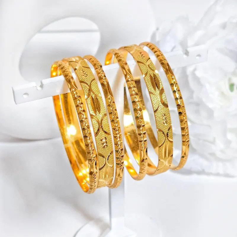 Set of 6 Gold Plated Indian Bangles 4