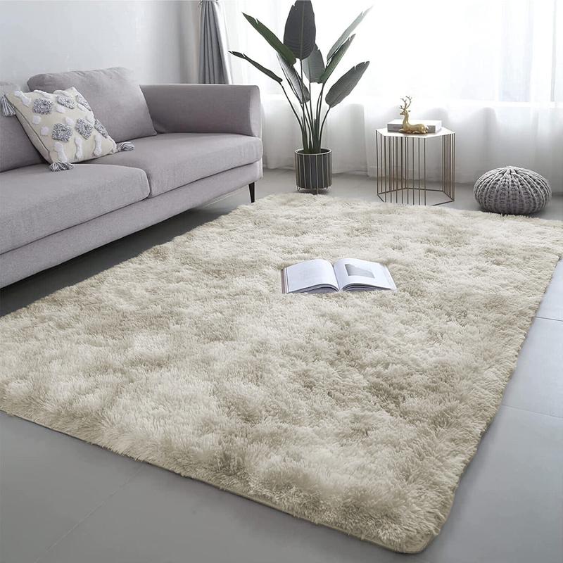 Large Shaggy Rug Fluffy Rugs Anti-Slip Living Room Bedroom Soft Carpet Floor Mat Cotton Plaid Non-slip Anti-skid Indoor Black 2