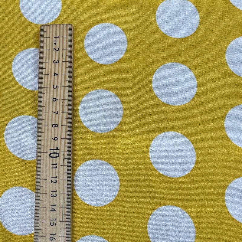 White Polka Dot Spots Satin, Yellow 1