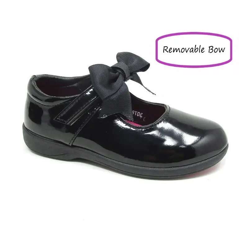 Girls BXT Bow School Shoes (Sizes 8-2) Round Toe No Heel Summer Winter