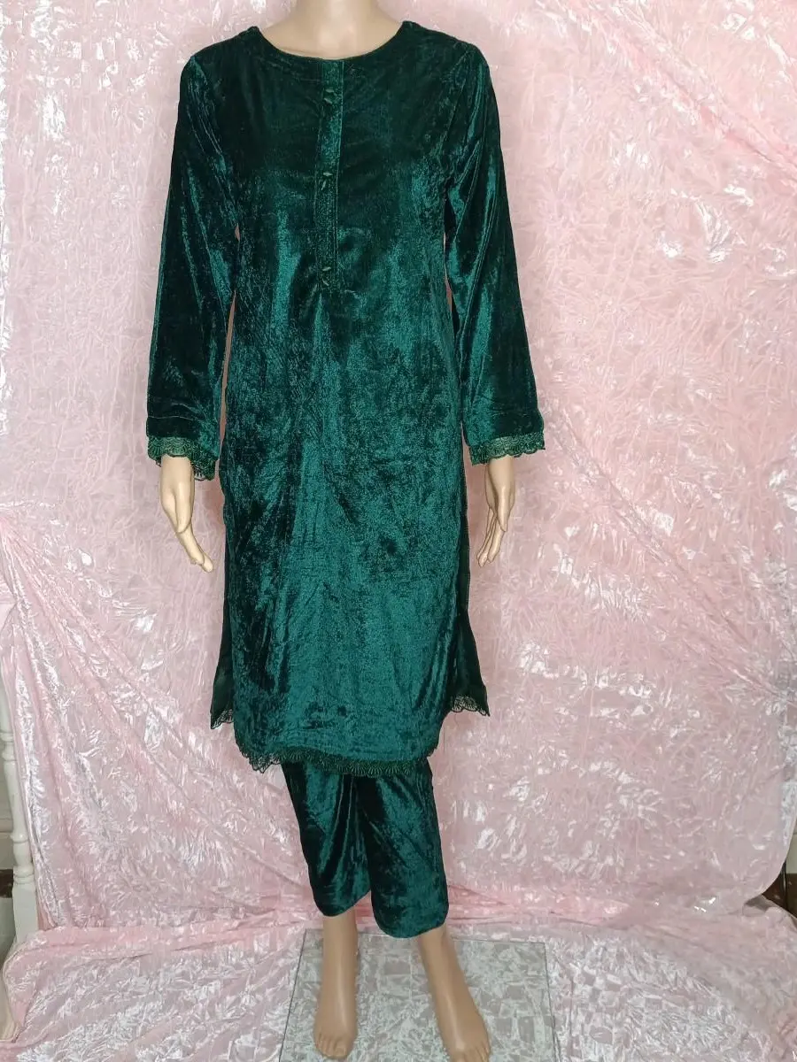 Emerald Green -  WINTER 2 piece embroidered velvet suit. Asian Suit, Salwar Kameez, Velvet