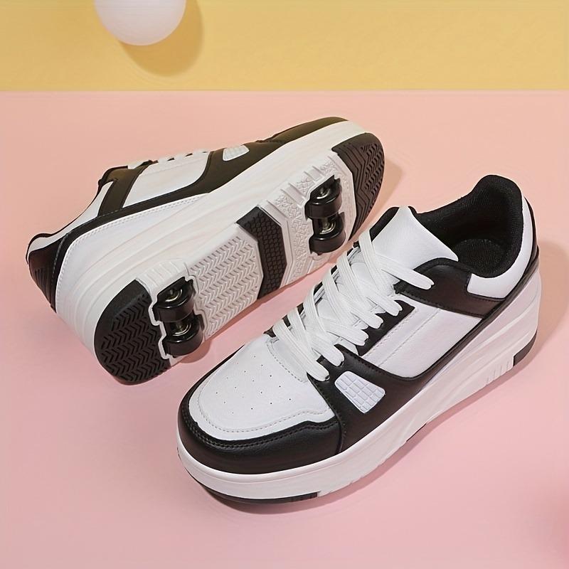 Vibrant Four-Wheel Roller Skates for Girls - Smooth Gliding, Adjustable, Color Block, Lace-Up Outdoor Shoes with Durable Wheels and Comfortable Fit 5