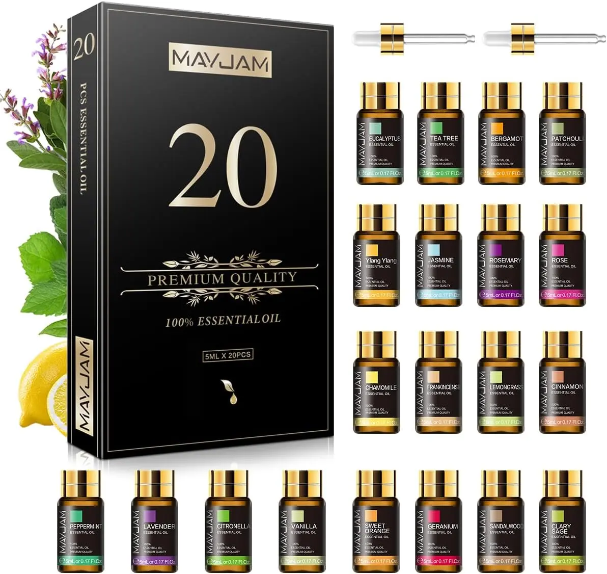 20 Pcs Pure Essential Oil Gift Set, Essential Oils for Diffusers for Home, Aromatherapy Oils for Diffuser, Humidifiers, Gift for Friend (5ML)
