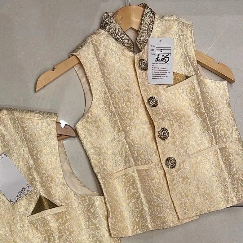 Men & Boys EMBROIDERED BANARSI SILK WAISTCOAT CW07 1