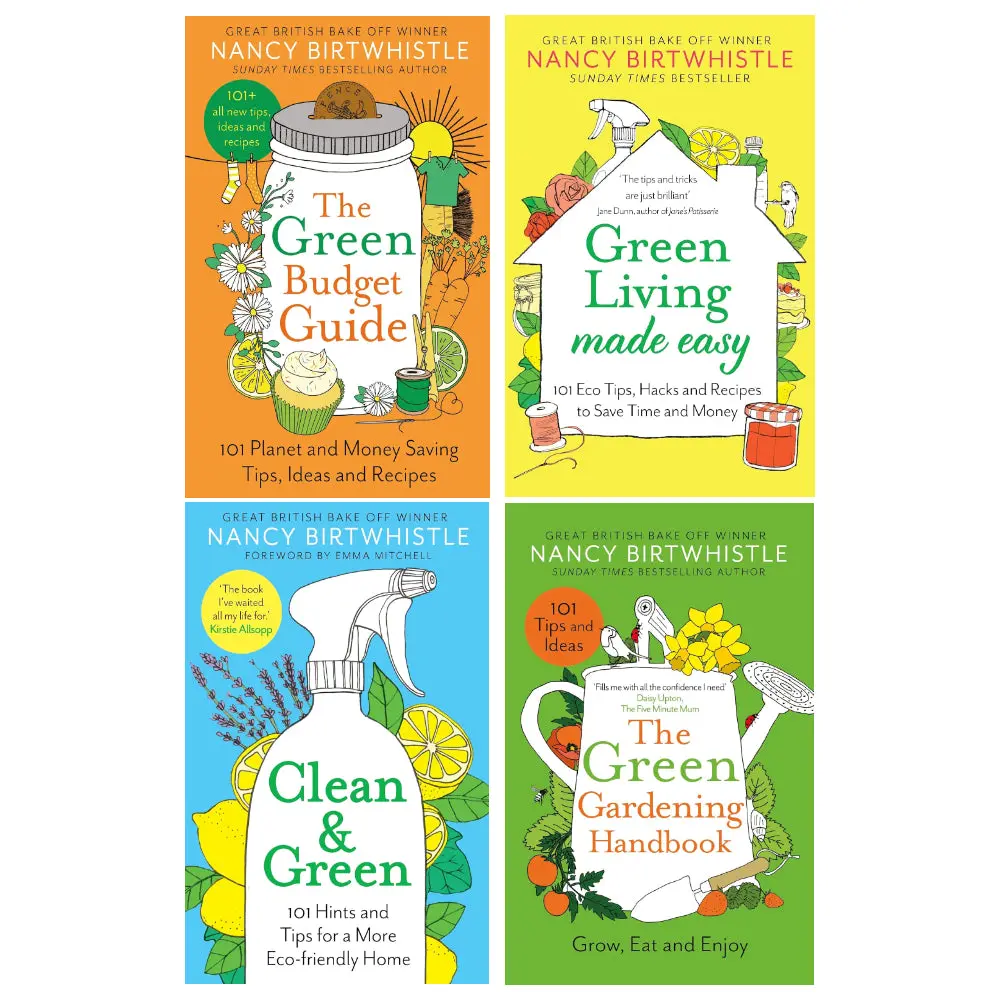 Nancy Birtwhistle 4 Books Set (The Green Budget Guide, Green Living Made Easy, Clean & Green, The Green Gardening Handbook) (HB)