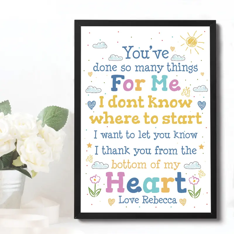 Special Thank ou Gift Framed Poem Print Teacher Mentor Volunteer 1