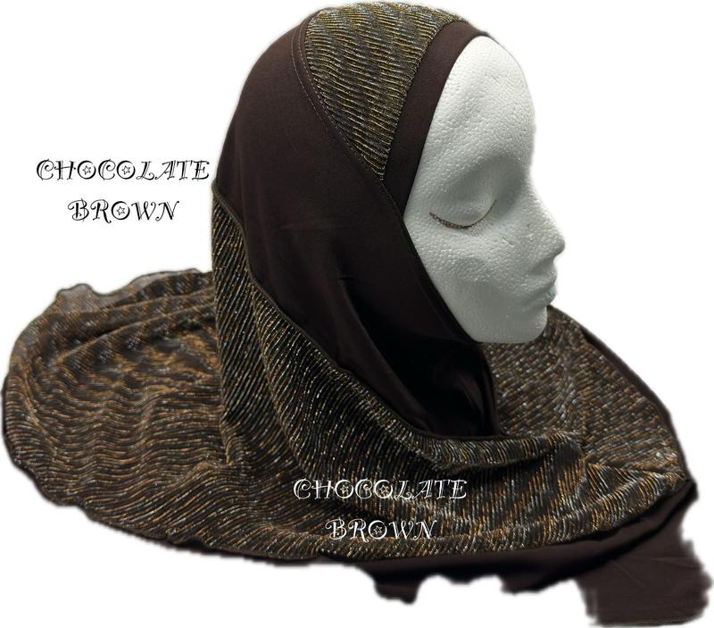 Girls’ Instant Pull-On Hijab with Lurex Trim | Modest Wear for Ages 4-13 | Comfortable, No-Pin Hijab in 10 Colors | Sparkly, Easy-Wear Design for School, Everyday, and Special Occasions 7