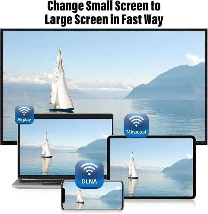 Wireless Display Adapter, HDMI Wireless Display Adapter, 4K 1080P HDMI WiFi Mobile Screen Mirroring Receiver Dongle for i-Phone Mac i-OS Android to TV Projector Support Miracast Airplay DLNA 3