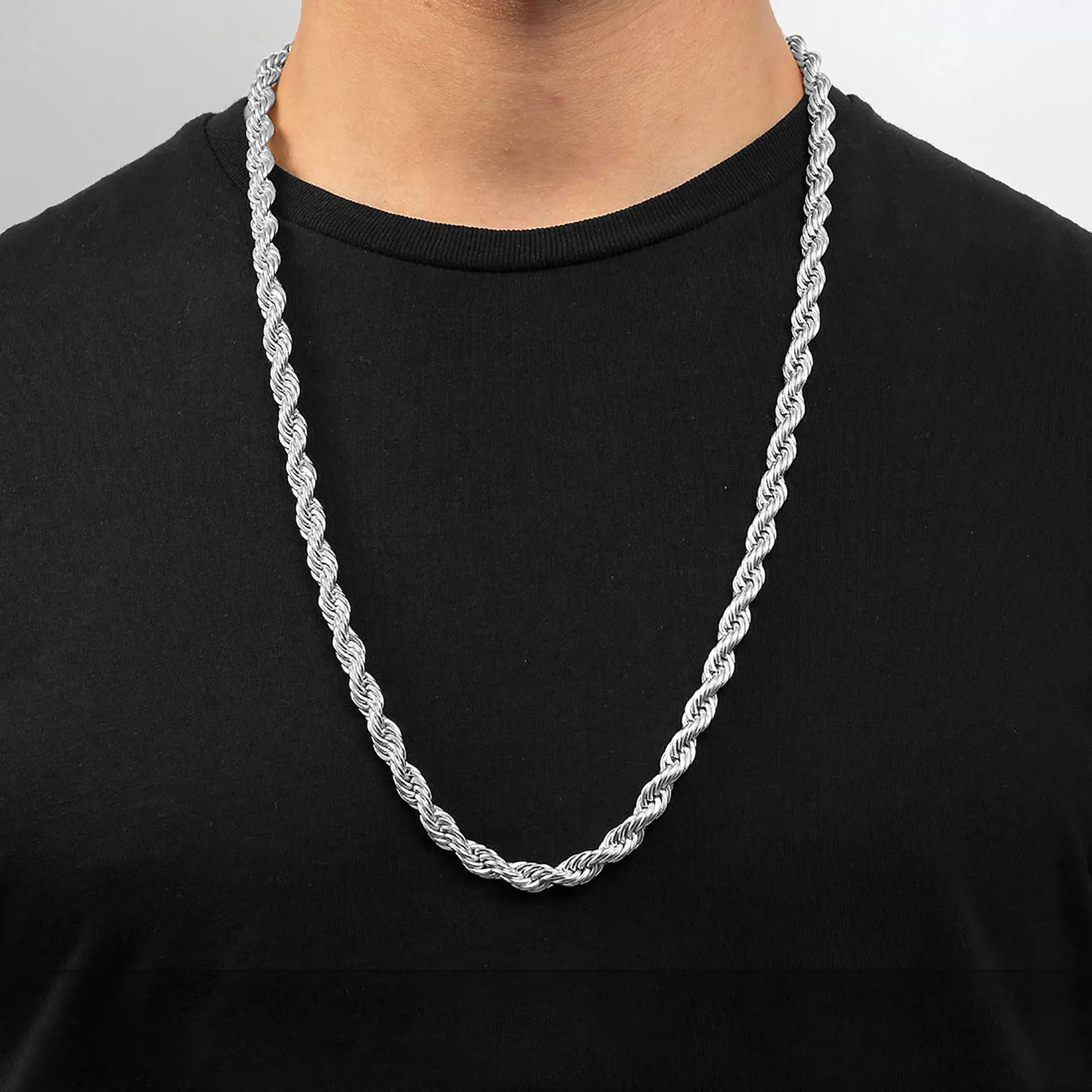54 FLORAL 10mm SNAKE ROPE TWIST JEWELLERY NECKLACE CHAIN - GOLD SILVER - FREE WORLDWIDE SHIPPING