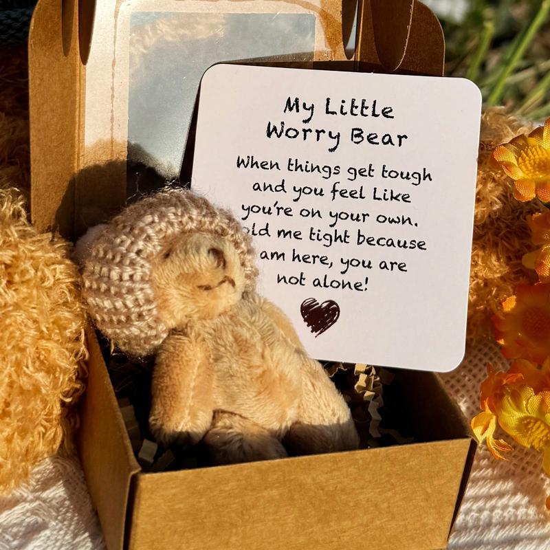 [2025 Mother's Day Gifts] 1pc, Pocket Teddy Bear Hug, Mini Plush Bears In Box, Little Pocket Bears With Inspirational Card, Sympathy Gifts For Graduation Birthday Christmas, Suitable For Both Men And Women,Christmas 1