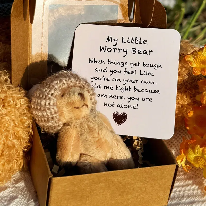 [2025 Mother's Day Gifts] 1pc, Pocket Teddy Bear Hug, Mini Plush Bears In Box, Little Pocket Bears With Inspirational Card, Sympathy Gifts For Graduation Birthday Christmas, Suitable For Both Men And Women,Christmas 1