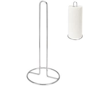 GEEZY Kitchen Roll Stand Freestanding Paper Tissue Towel Pole Holder Chrome Finish Stainless Steel Silver Design Metal Standing Kitchen Organiser Racks Decor