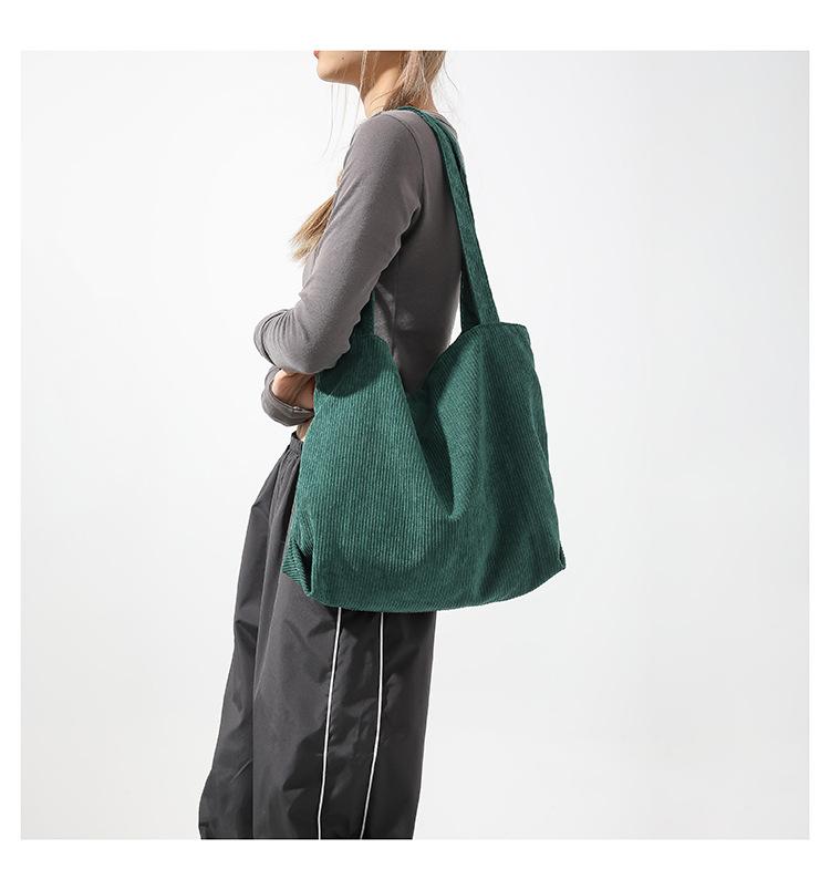 Product Introduction of Large Capacity Shopping Bag Casual Art Canvas Handbag Corduroy Tote Bag Simple Retro Shoulder Bag 11